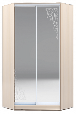 Шкаф угловой 2200х1103, ХИТ У-22-4-66-09, Орнамент, 2 зеркала, дуб млечный в Перми - изображение