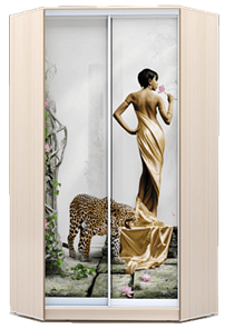 Шкаф 2200х1103, ХИТ У-22-4-77-03, Девушка с леопардом, дуб млечный в Перми - предосмотр