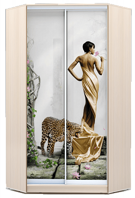 Шкаф 2200х1103, ХИТ У-22-4-77-03, Девушка с леопардом, дуб млечный в Перми - изображение