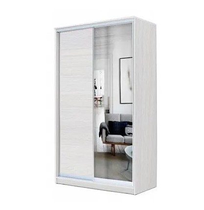 Шкаф 2-х дверный 2400х1200х620 с одним зеркалом ХИТ 24-12/2-15 Ясень Анкор Светлый в Перми - изображение