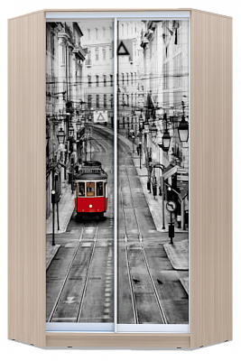 Шкаф угловой 2400х1103, ХИТ У-24-4-77-01, Лондон трамвай, шимо светлый в Перми - изображение