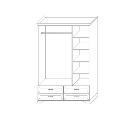 Шкаф трёхстворчатый с зеркалом Сиена, Бодега белый / патина золото в Перми - изображение 1
