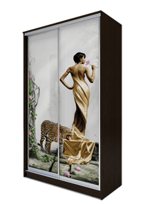 Шкаф 2-х створчатый 2400х1500х620, Девушка с леопардом ХИТ 24-15-77-03 Венге Аруба в Перми - предосмотр
