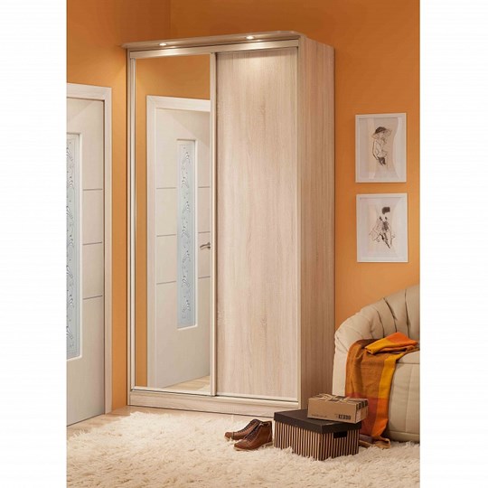 Шкаф 2-х дверный 1200 Домашний Зеркало/ЛДСП, Дуб Сонома в Перми - изображение 2