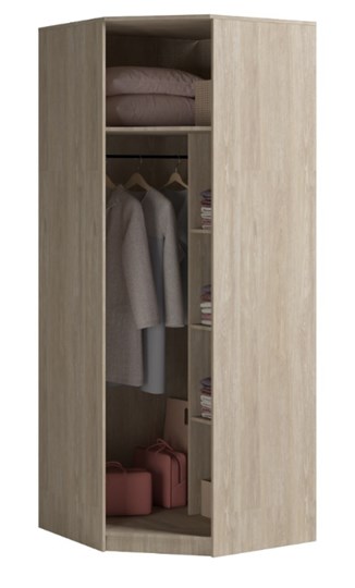 Распашной угловой шкаф Светлана, с зеркалом, белый/дуб сонома в Березниках - изображение 1