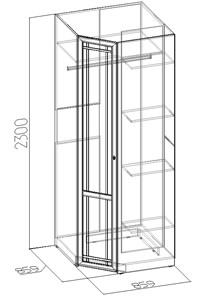 Распашной угловой шкаф Sherlock 63+ фасад стандарт, Дуб Сонома в Соликамске - предосмотр 2