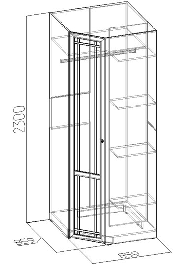 Распашной угловой шкаф Sherlock 63+ фасад стандарт, Дуб Сонома в Перми - изображение 2