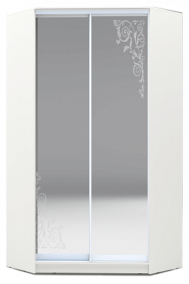 Шкаф 2300х1103, ХИТ У-23-4-66-09, Орнамент, 2 зеркала, белая шагрень в Перми - изображение