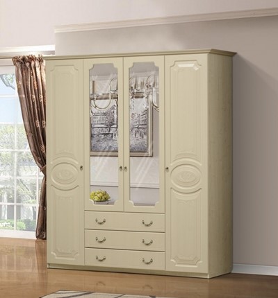 Шкаф распашной Ивушка-5 4-х створчатый с ящиками, цвет Дуб беленый в Перми - изображение