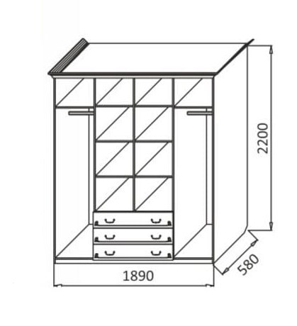 Шкаф распашной Ивушка-5 4-х створчатый с ящиками, цвет Дуб беленый в Перми - изображение 1