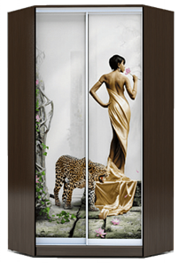 Шкаф угловой 2400х1103, ХИТ У-24-4-77-03, Девушка с леопардом, венге в Перми