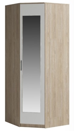 Распашной угловой шкаф Светлана, с зеркалом, белый/дуб сонома в Соликамске - изображение