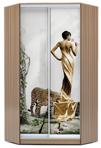 Шкаф 2300х1103, ХИТ У-23-4-77-03, Девушка с леопардом, шимо темный в Перми