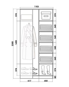 Угловой шкаф с двумя зеркалами, 2400х1103, ХИТ У-24-4-55, венге аруба в Перми - предосмотр 2