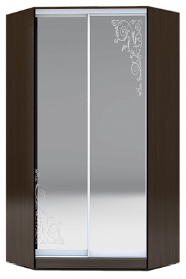 Шкаф угловой 2300х1103, ХИТ У-23-4-66-09, Орнамент, 2 зеркала, венге аруба в Перми - изображение