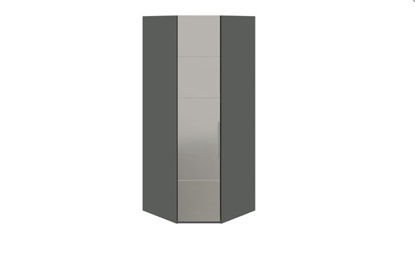 Шкаф угловой Наоми с зеркальной левой дверью, цвет Фон серый, Джут СМ-208.07.07 L в Перми - изображение