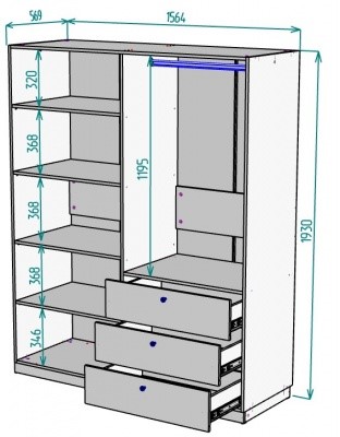 Шкаф четырехдверный Arvid H254_M (Венге) в Перми - изображение 1