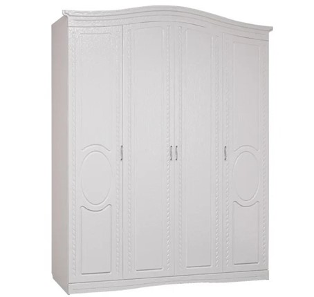 Шкаф четырехдверный Гертруда, М1, белая лиственница/ясень жемчужный в Перми - изображение