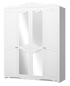 Шкаф четырехдверный в спальню Лотос ШР-4 (Белый) 2 зеркала в Соликамске