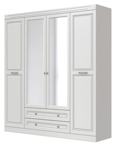 Шкаф четырехдверный Олимп ШР-4 (Белый) 2 зеркала в Перми