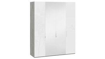 Шкаф для одежды Эмбер СМ-348.07.013 (Дуб Гамильтон/Белый глянец) в Перми - предосмотр