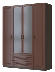 Шкаф четырехстворчатый Кантри, лак орех ШР-4, с 2мя зеркалами в Перми