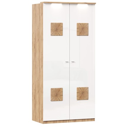Шкаф двухстворчатый Фиджи с декоративными накладками 659.237, цвет белый в Перми - изображение