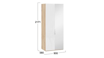Шкаф для одежды Эмбер СМ-348.07.005 R (Яблоня Беллуно/Белый глянец) в Перми - предосмотр 1