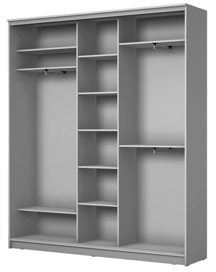 Шкаф 3-х дверный 2400х1770х420 три зеркала, Сетка ХИТ 24-4-18-666 Белый в Перми - изображение 1