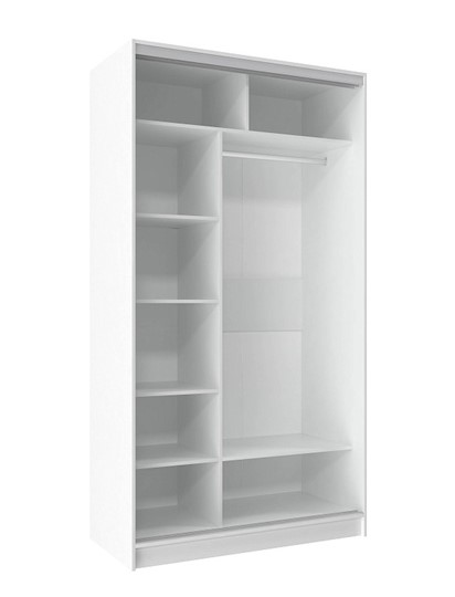 Шкаф 2-х створчатый 1200 Домашний Зеркало/ЛДСП, Белый в Перми - изображение 1