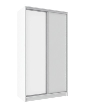 Шкаф 2-х створчатый 1200 Домашний Зеркало/ЛДСП, Белый в Перми - изображение
