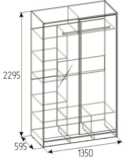 Шкаф 2-х створчатый 1350 Домашний Зеркало/ЛДСП, Atelier светлый в Перми - изображение 2