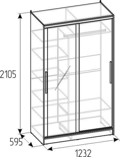 Шкаф 2-х дверный Strike 1200 Зеркало/ЛДСП (Atelier светлый) в Перми - изображение 3
