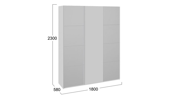 Шкаф трехдверный Траст, цвет Белый снег, Зеркало/Белый снег СШК 2.180.60-13.11.13 в Перми - изображение 2