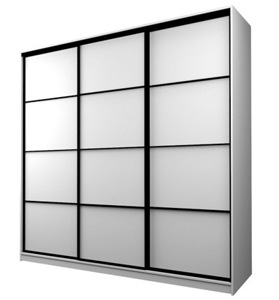 Шкаф 3-х дверный MAX МШ-25-6-24/2-111, Профиль Черный/Цвет Белый в Перми - изображение
