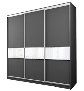 Шкаф 3-х створчатый MAX МШ-27-6-27-999, Профиль Белый/Цвет Графит/с белой пленкой Oracal в Перми