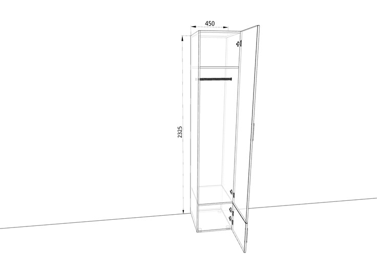 Шкаф распашной 450х500х2325мм (Ш4319З) Белый/Жемчуг в Перми - изображение 1