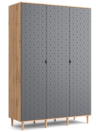 Шкаф распашной Денвер, трехдверный, (Дуб Вотан/Графит) в Перми - изображение