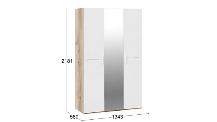 Шкаф трехстворчатый Фьюжн ТД-260.07.43 (Дуб Делано, Белый глянец) в Перми - изображение 3
