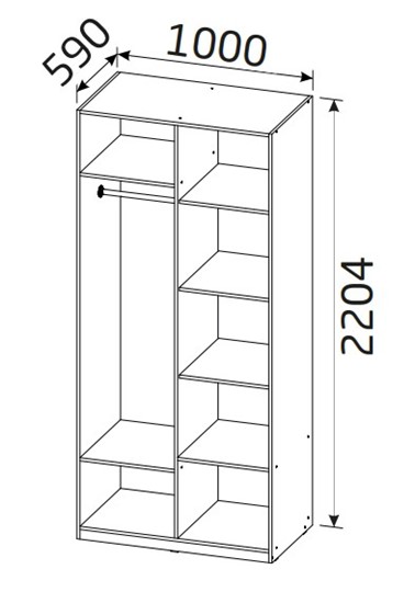 Шкаф двухстворчатый Классика 2-х дверный с перегородкой   (Д*Ш*В 1000*595*2204) в Перми - изображение 1