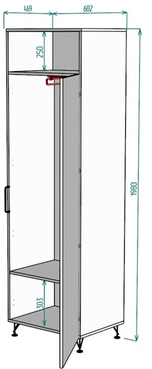 Шкаф одностворчатый Лофт H38, ДВ в Перми - изображение 1