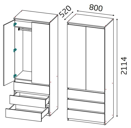 Шкаф двухстворчатый Модерн с ящиками в Перми - изображение 1