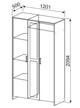 Шкаф 3х-дверный МСП-1, дуб золотой/камень темный в Перми - изображение 2