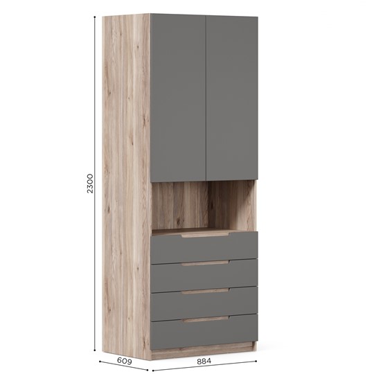 Шкаф 2х-дверный с ящиками Стефания ЛД 413.010.000 (Дуб маувелла/Оникс серый) в Перми - изображение 5