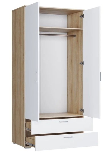 Шкаф распашной ШР-2/1 с ящиками Лайт Дуб сонома / Белый в Перми - изображение 1