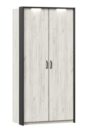 Двухстворчатый шкаф Техно с паспарту, Дуб крафт белый в Березниках - изображение