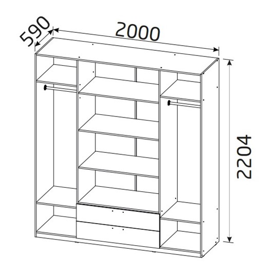 Шкаф четырехстворчатый 4-х дверный Вега с 2 ящиками в Чайковском - изображение 1