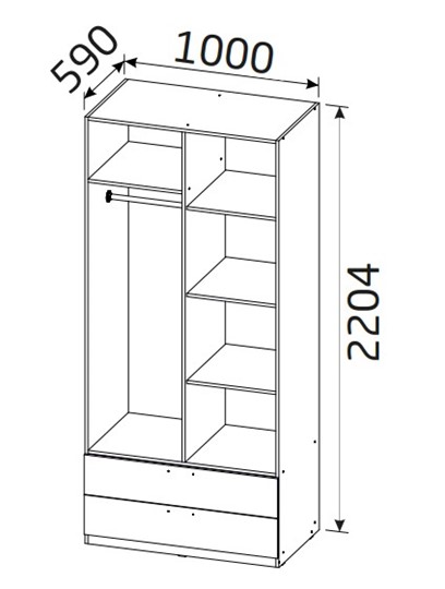 Шкаф распашной Вега с 2-мя ящиками и перегородкой в Перми - изображение 1