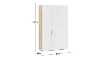 Шкаф для одежды Эмбер СМ-348.07.008 (Яблоня Беллуно/Белый глянец) в Перми - предосмотр 1