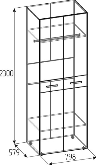 Шкаф для одежды Норвуд 54 фасад стандарт + стандарт, Белый-Орех шоколадный в Перми - изображение 2